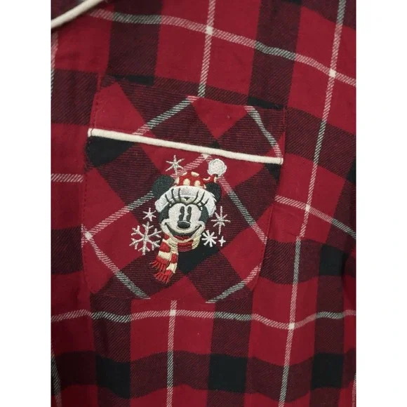 Disney Store Minnie Mouse Plaid‎ Nightshirt Women's XS Christmas Nightgown Warm - Picture 5 of 7